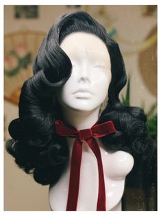 Hair For Dark Hair, Cabelo Pin Up, Old Hollywood Hair, Black Wig, How To Draw Hair, Aesthetic Hair