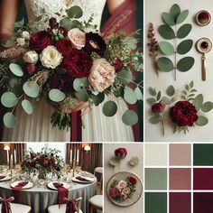 a collage of different wedding colors and flowers