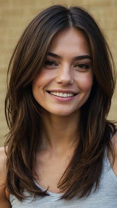 Straight Shoulder Length Hair With Layers, Shoulder Length Haircuts With Layers, Medium Length Hair With Layers Straight, Trendy Shoulder Length Haircuts, Armpit Length Hair, Bangs Choppy, Shoulder Length Hair Cuts With Layers, Below Shoulder Length Hair, Long Bob Haircut With Layers