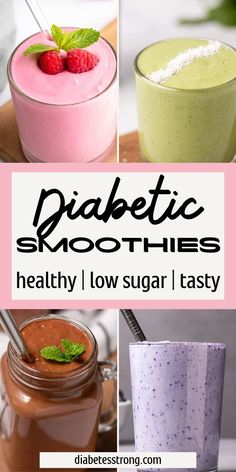 Low sugar and tasty are what you will get in these diabetic smoothies. These are healthy, easy, and made with fresh or frozen ingredients. Try them out for breakfast, brunch, snacks, etc. These are family approved smoothies. Low Sugar Fruit Smoothies, Smoothies For Diabetics Type 2, Low Sugar Smoothie Recipes, Brunch Snacks, Sugar Free Smoothies, Healthy Protein Smoothies, Low Sugar Smoothies, Banana Protein Smoothie