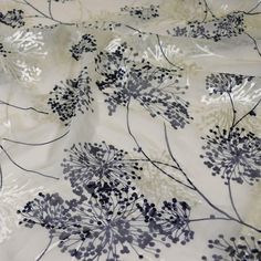 a white and black floral print fabric