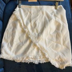 White Superdown Mini Skirt Fringe. Never Worn. Size Small White Skort For Spring Brunch, White Skort For Brunch In Spring, Chic White Skort For Brunch, White Mini Length Bottoms For Brunch, White Mini Skirt For Spring Brunch, White Mini Skirts For Brunch, White Skort For Brunch, White Mini Skirt For Brunch, Skirts White