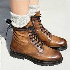 These Are A Pair Of Amazing Boots By A.S.98 In Brown Leather - So Much Life Left & Ill Give Them A Good Cleaning Before I Send Them Out. So Comfortable & Great For All Kinds Of Winter Weather. One Thing To Note - One Of The Shoelaces Broke & I Re-Tied It And Has Worked Fine For The Past Year (Pictured). Could Easily Be Replaced. Combat Style, Free People Shoes, Brown Leather Boots, Moto Boots, Dr. Martens Boots, Lace Up Boots, Soft Leather, Hiking Boots, Shoe Laces