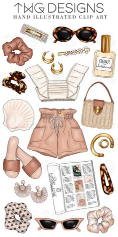 an illustrated fashion guide for women with accessories