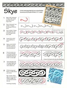 the instructions for how to make an intricate celtic knot pattern with pictures and text on it