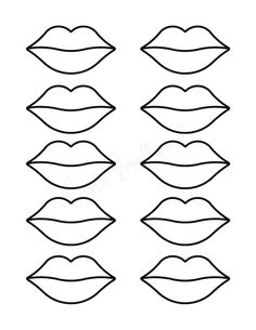 six different types of lips drawn in black and white