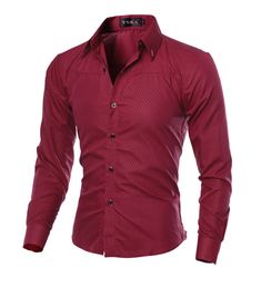 Business Dress Shirts, Shirts For Men Designer, Slim Fit Dress Shirts, Slim Fit Dresses, Red Button, Business Dresses, Slim Fit Shirt, Shirt Long Sleeve