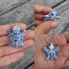 two pictures of a turtle being held in someone's hand