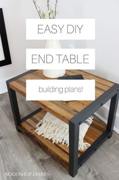 an easy diy end table that is made out of pallet wood and metal