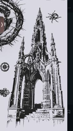 Cathedral Architecture Tattoo, Cathedral Arm Tattoo, Castle Dragon Tattoo, Medieval Castle Tattoo, Cologne Cathedral Tattoo, Gothic Building Tattoo, Cathedral Back Tattoo, Building Tattoo Design, Cathedral Architecture Drawing