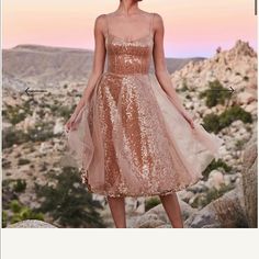 New Without Tags, Perfect Condition Tea Length Cocktail Dresses For Party Season, Champagne Midi Wedding Dress, Hoco Dress Inspo, Cocktail Rose, Glitter Dresses, Tulle Cocktail Dress, Hoco Dress, On The Dance Floor, Glitter Dress