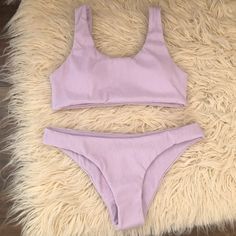 Adorable & Trendy Bikini Set Brand New Never Worn Nice Quality Ribbed Material -All Prices Are Negotiable! Trendy Bikinis, Womens Swim, Lavender, Brand New, Outfit Inspo, Wardrobe, Purple, Women Shopping, Clothes