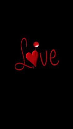 the word love written in red on a black background