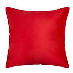 a red pillow on a white background with no one in the photo to describe it