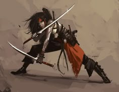 Dual wield; two weapon fighting; rogue; fighter; sword; swashbuckler; bandit; woman; female Dual Wielder, Poses Manga, Fantasy Warrior, Fantasy Inspiration, 영감을 주는 캐릭터, Art Poses, Dnd Characters, Fantasy Artwork, Character Portraits