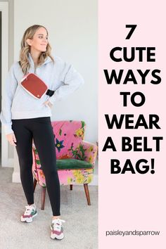 Here are 7 great outfit ideas for wearing a belt bag! Tips for styling the lululemon belt bag Belt Bags For Women Outfit, Lululemon Bag Belt, How To Style A Lululemon Belt Bag, How To Wear A Sling Bag, How To Wear Lululemon Belt Bag, How To Wear A Cross Body Bag, How To Wear Crossbody Bag, Style Lululemon Belt Bag, How To Wear A Belt Bag