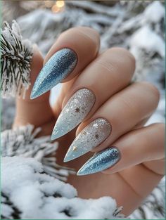 Unleash your festive spirit with 26 stunning Christmas nail ideas for almond shapes! These merry manicures capture the joy of the season in every detail. From whimsical snowmen to elegant poinsettias, each nail tells a holiday story. Experiment with velvet textures, 3D embellishments, or negative space designs for nails that truly pop at every Christmas gathering. Ombre Christmas Nail Designs, Winter Christmas Nails Simple, 3d Christmas Nails, Christmas Almond Nails, Elegant Winter Nails, Elegant Christmas Nails, Designs For Nails, Almond Nail Designs, Blue Christmas Nails