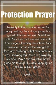 the prayer for protection prayer with an image of a field and sunset in the background