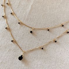 18k Gold Filled Layered Necklace Details In Cubic Zirconia Wholesale – GoldFi Inexpensive Jewelry, Pretty Jewelry Necklaces, Black Beaded Jewelry, Jewelry Accessories Ideas, Prom Jewelry, Gold Jewelry Simple, Hypoallergenic Jewelry, Classy Jewelry, Fancy Jewellery