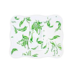 two napkins with green leaves on them