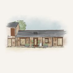 an artist's rendering of the exterior of a house