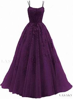 Lasaky - Strap Detailed Evening Gown: Elegant Sheer Lace and Embellished Tulle Party Dress for Formal Occasions Pretty Snakes, Tulle Party Dress, Summer Formal Dresses, Elegant Ball Gowns, Anime Clothing, Spaghetti Strap Prom Dress, Purple Prom Dress, Vintage Prom, Lace Party Dresses