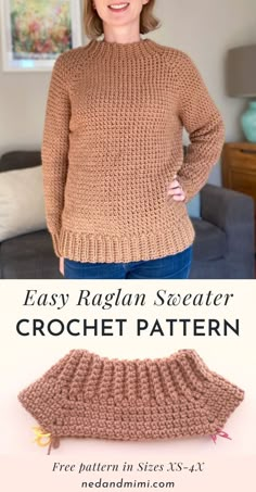 the easy raglan sweater crochet pattern is great for beginners