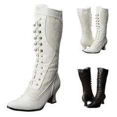 Category:Boots; Upper Materials:Lace,Faux Leather; Embellishment:Lace-up; Season:Winter; Heel Type:Kitten Heel,Flare Heel; Gender:Women's; Toe Shape:Pointed Toe; Type:Mid Calf Boots; Style:Vintage,Elegant,British; Heel Height(inch):1-2; Outsole Materials:Rubber; Occasion:Party,Daily; Closure Type:Lace-up; Pattern:Solid Colored; Shipping Weight:0.827; Listing Date:08/17/2023; 2024 Trends:Brogue,Riding Boots,White Shoes; Foot Length:; Size chart date source:Provided by Supplier.; US Size:null; UK Size:14.5; EU Size:50 Lace Wedding Boots, Women Brogues, Brogues Style, Wedding Boots, Brogue Boots, Mid Heel Shoes, Lace Heels, 2022 Trends, Rounded Toe Boots