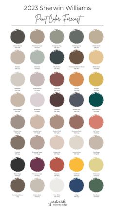 the color chart for sheryln williams's paint colors