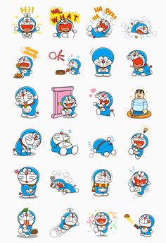 cartoon character stickers on the back of a cell phone, with different designs and colors