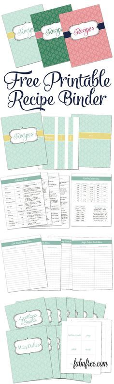 the free printable recipe binder is shown