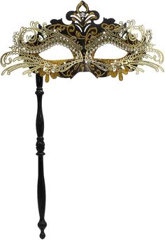 Amazon.com: WILOVCOS Womens Masquerade Mask with Stick, Handheld Mardi Gras Mask,Venetian Party Masks (Black & Gold) : Clothing, Shoes & Jewelry Masquerade Mask With Stick, Masquarade Mask, Masks Black, Mask Venetian, Gold Clothing, Party Masks, Venetian Mask, Mardi Gras Mask, Black Clothing