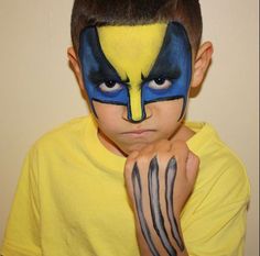 Wolverine Face Paint, Wolverine Makeup, Face Paint Ideas For Kids, Paint Ideas For Kids, Kids Zombie Makeup, Halloween Face Paint Designs, Superhero Face Painting, Easy Halloween Face Painting, Pretty Halloween Makeup