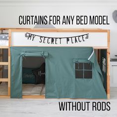 a bunk bed with curtains for any bed model