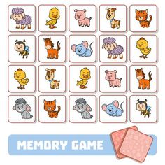 the memory game for children with cartoon animals and their names on them stock photo, images and