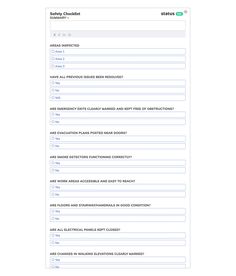 a screenshot of the safety checklist page