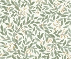 a green and white wallpaper with leaves