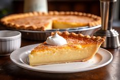 a piece of pie sitting on top of a white plate