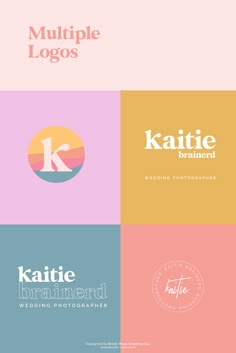 the logos for multiple photographers are shown in different colors and font styles, including pink, yellow