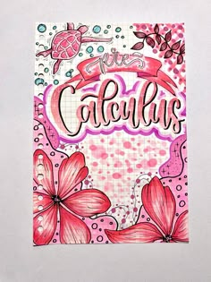 a pink notebook with the words love and flowers on it