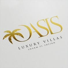 the logo for oasis luxuryvilllas is shown in gold and silver on a white background