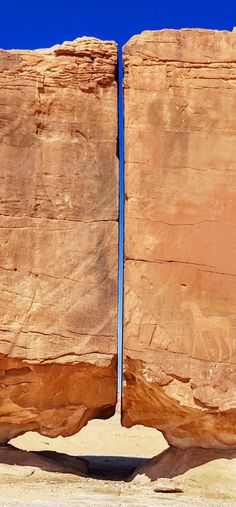 two large rock formations in the desert