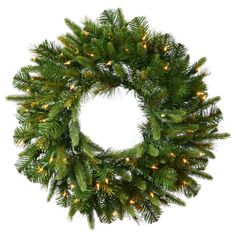 a christmas wreath with lights on it