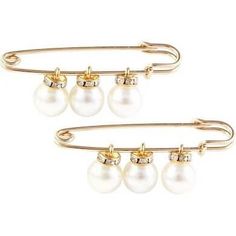 three pairs of pearl and gold tone earrings