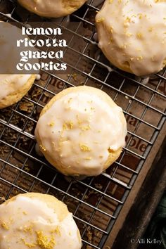 lemon ricotta glazed cookies on a cooling rack