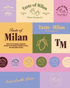 Taste of Milan Branding Identity | Projects Studio - Branding design modern business cool logo ideas #branding #logodesigner #designer Brand Identity Logo Design, Catering Branding Design, Food Brand Identity Design, Food Catering Logo, Cool Logo Ideas, Catering Branding, Food Brand Identity, Brand Identity Presentation, Graphic Design Branding Identity