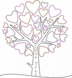 a tree with hearts on it is shown in the shape of a dotted dot pattern