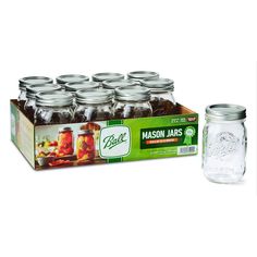 mason jars are lined up in a box