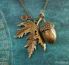 Maple Leaf Necklace, Elephant Charm Necklace, Autumn Jewelry, Acorn Necklace, Bronze Necklace, Jewelry Personalized, Leaf Jewelry, Looks Street Style