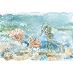 Under Sea Life II Poster Print - Leslie Trimbach-VARPDX85638 Image 1 Under Sea, Apartment Wall Decor, Nautical Painting, Ocean Wall Decor, Coral Watercolor, Sea Horse, Home Decor Paintings, Ocean Inspiration, Fine Arts Posters